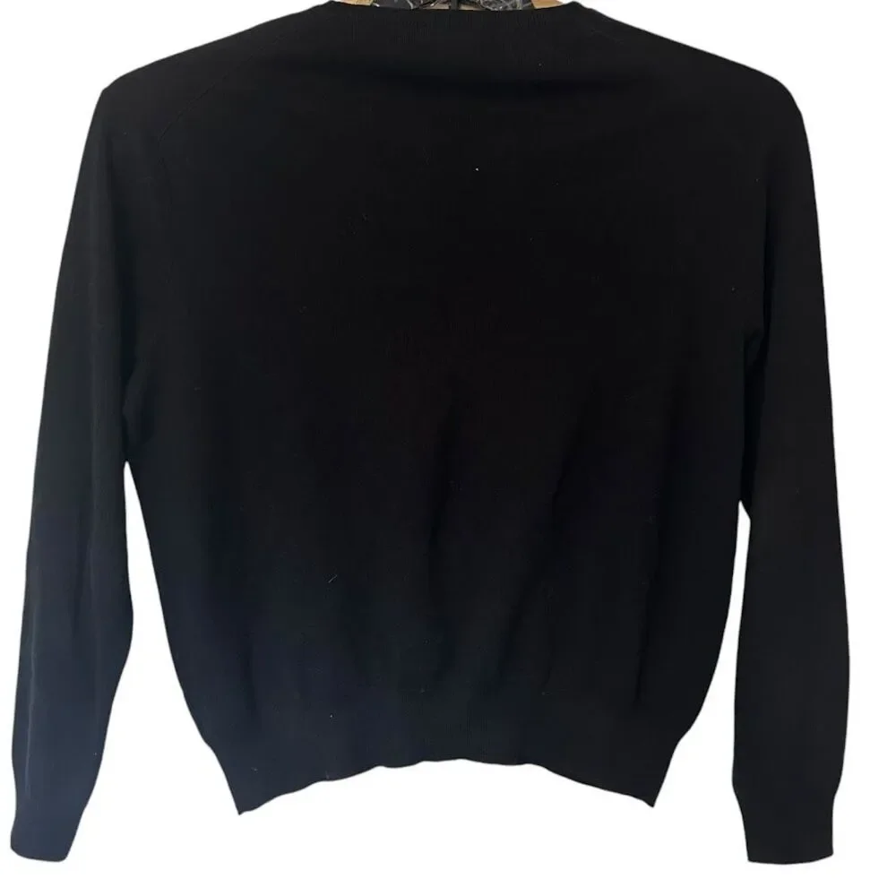 Polo Ralph Lauren Black Pima Cotton V-Neck Purple Pony Pullover Sweater Mens‎ XL